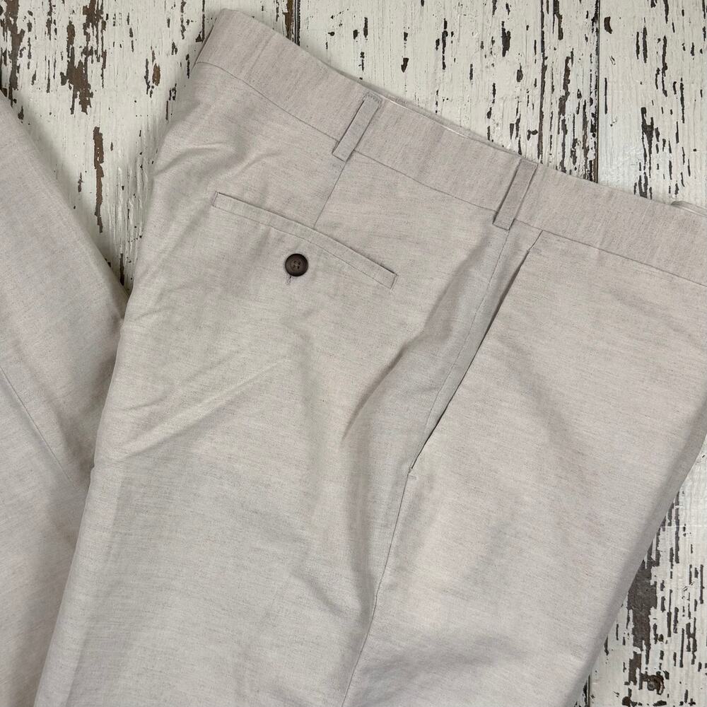 Axist Linen Dress  pant men’s 38x30 flat front cream color Linen /cotton blend - Picture 4 of 6